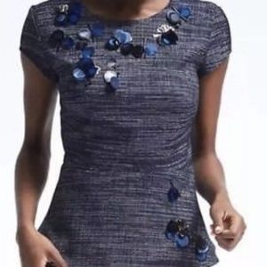 Blue Italian light wool blend peplum top